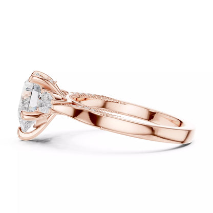 Pear Cut Diamond Engagement Wedding Ring in Rose Gold - detail view