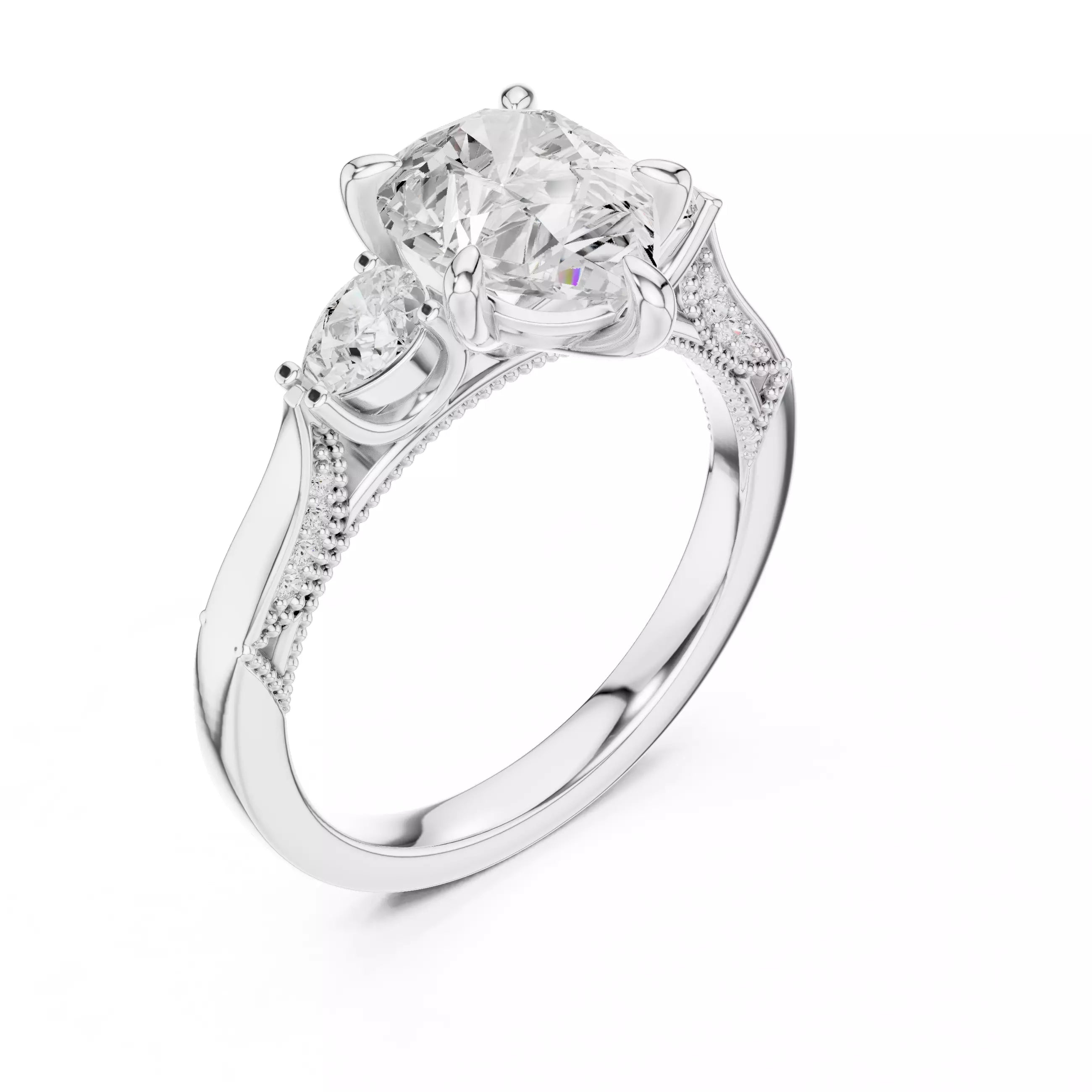 Pear Cut Diamond Engagement Wedding Ring in White Gold - angle view