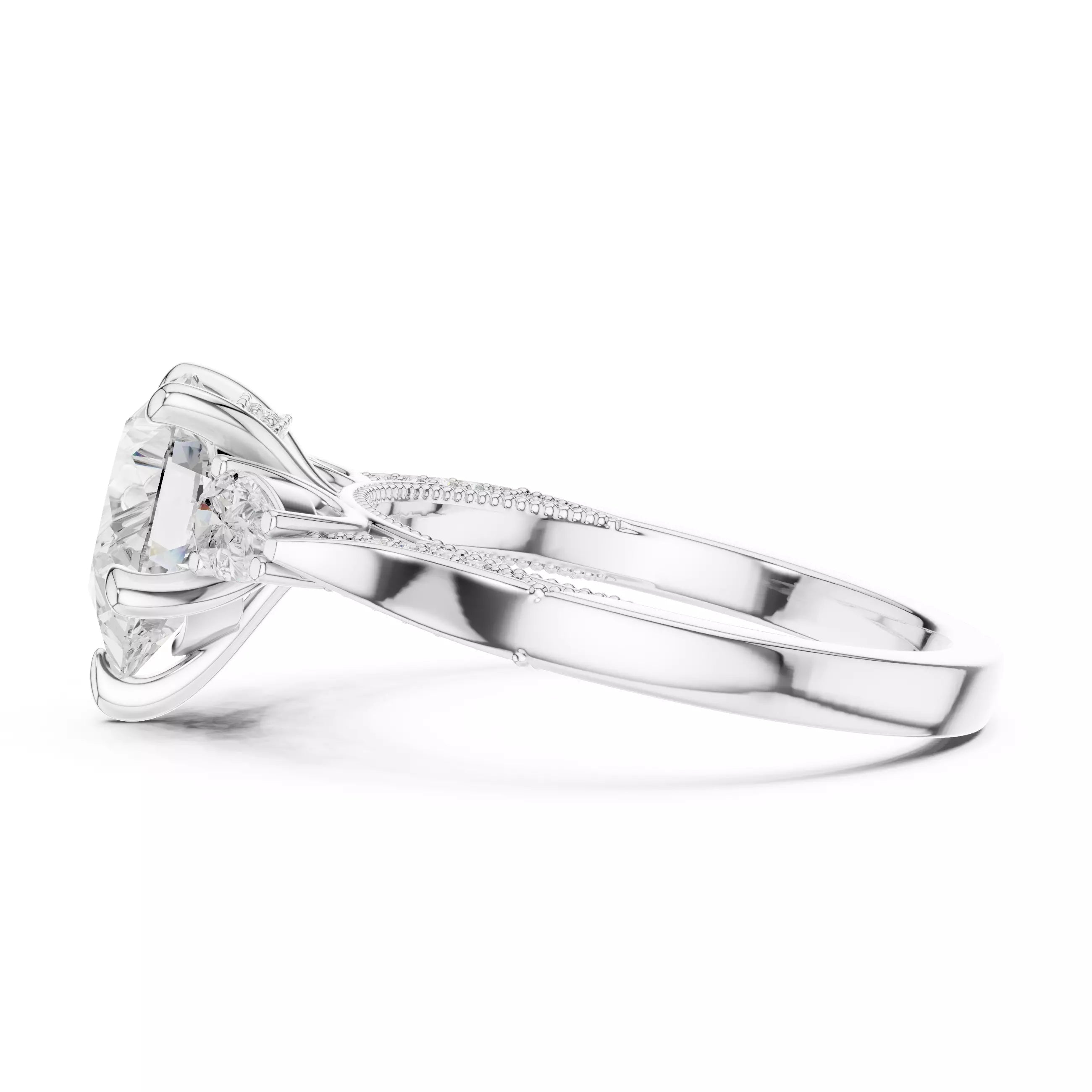 Pear Cut Diamond Engagement Wedding Ring in White Gold - detail view