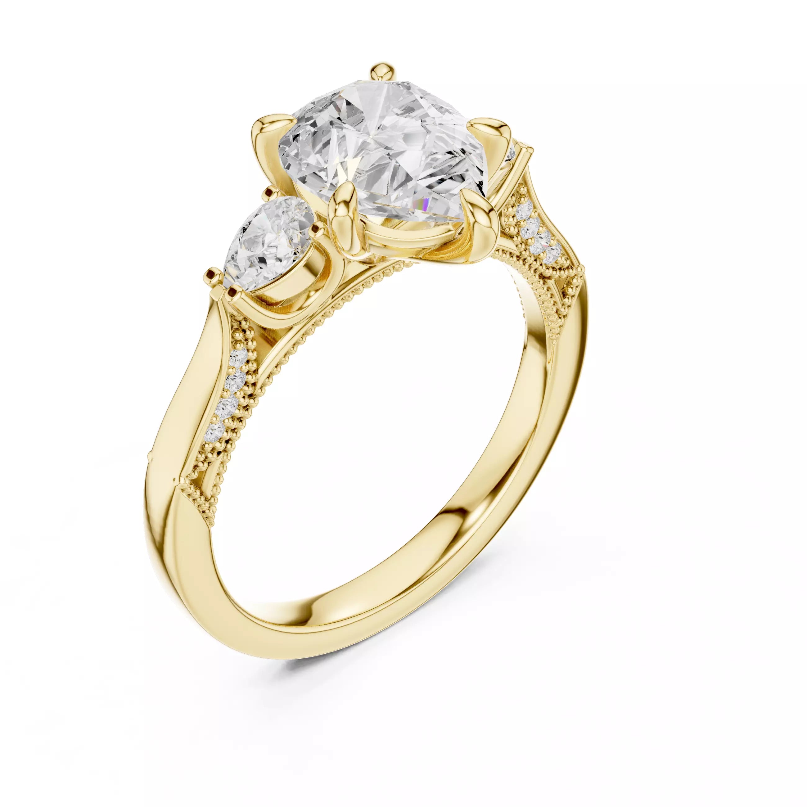 Pear Cut Diamond Engagement Wedding Ring in Yellow Gold - angle view