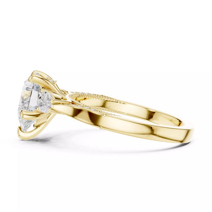 Pear Cut Diamond Engagement Wedding Ring in Yellow Gold - detail view