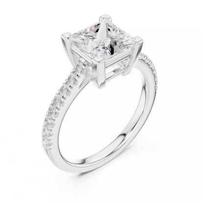 2ct Princess Cut Diamond Engagement Wedding Ring in White Gold - angle view
