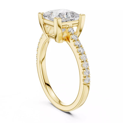 2ct Princess Cut Diamond Engagement Wedding Ring in Yellow Gold - side view