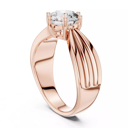 1.25ct Round Cut Solitaire Diamond Engagement Ring in Rose Gold - side view