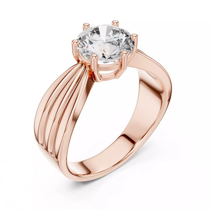 1.25ct Round Cut Solitaire Diamond Engagement Ring in Rose Gold - angle view