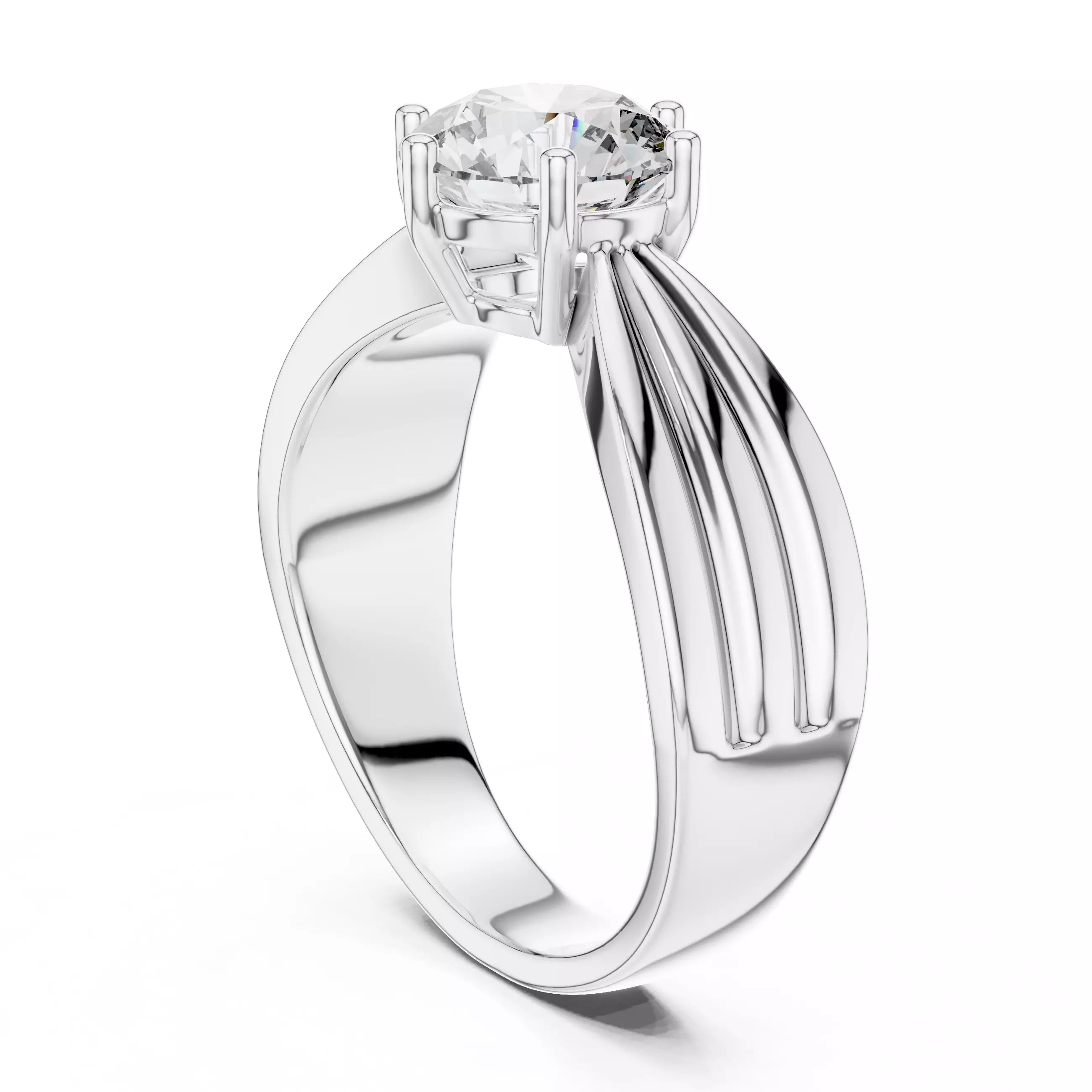 1.25ct Round Cut Solitaire Diamond Engagement Ring in White Gold - side view