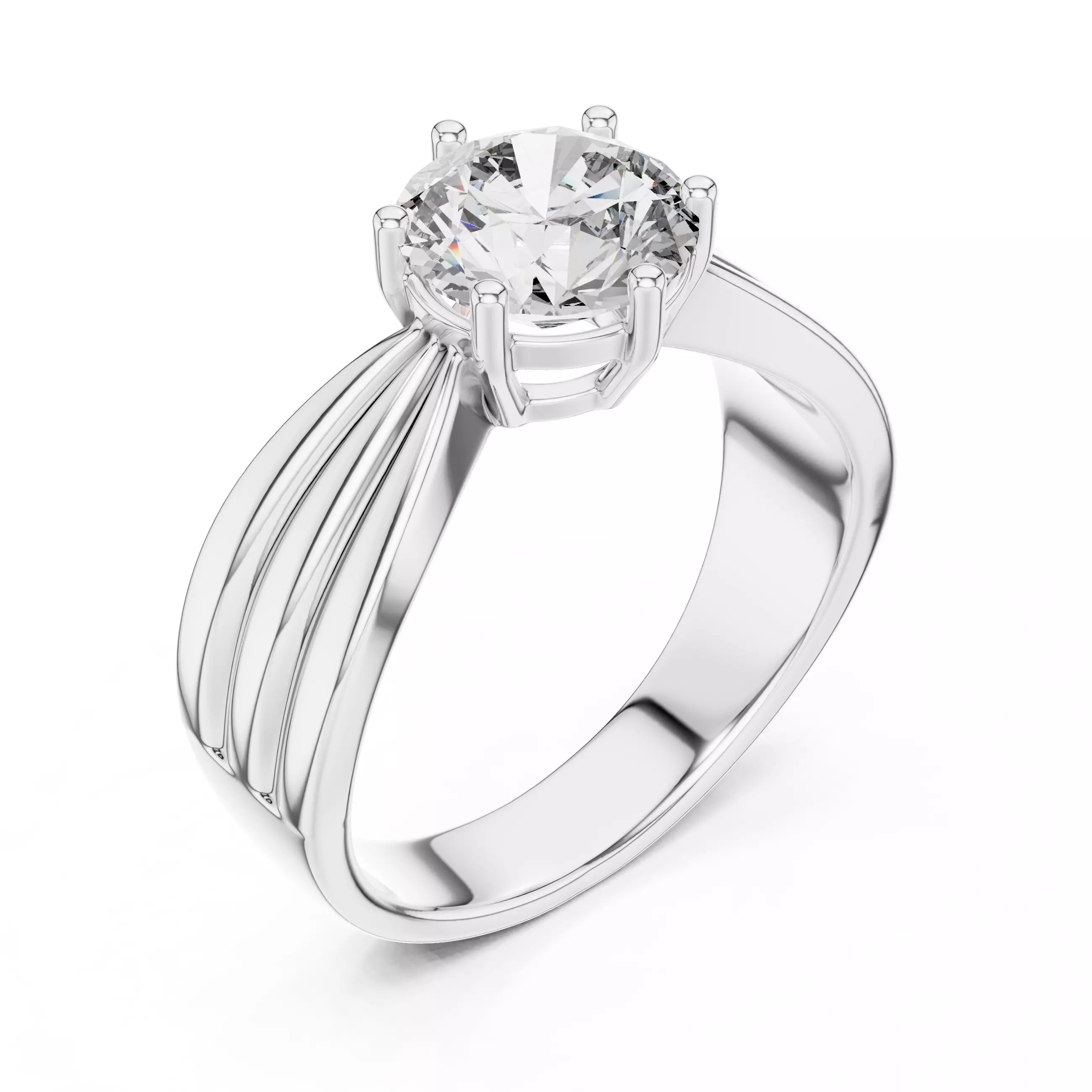 1.25ct Round Cut Solitaire Diamond Engagement Ring in White Gold - angle view