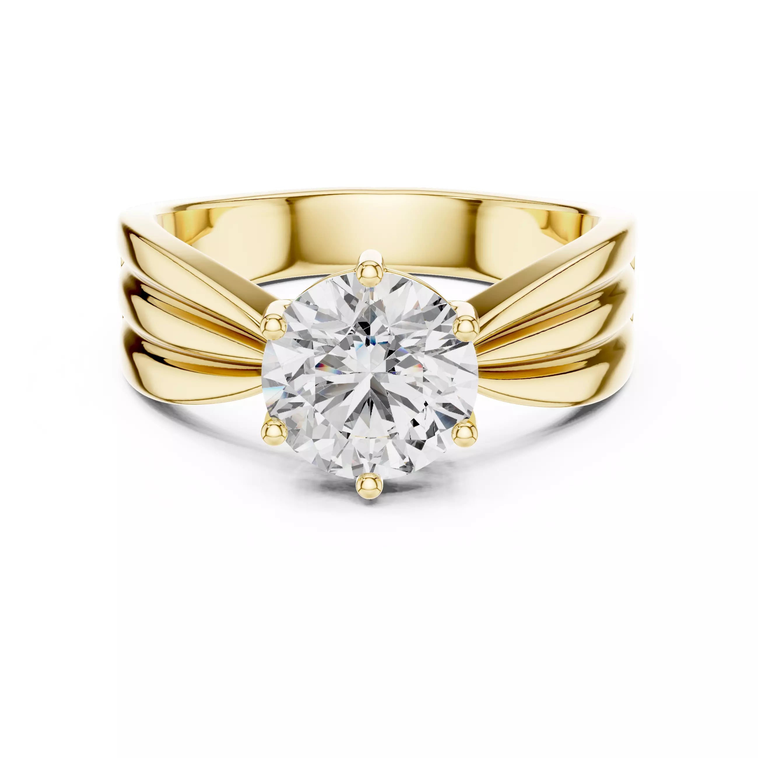 1.25ct Round Cut Solitaire Diamond Engagement Ring in Yellow Gold - front view