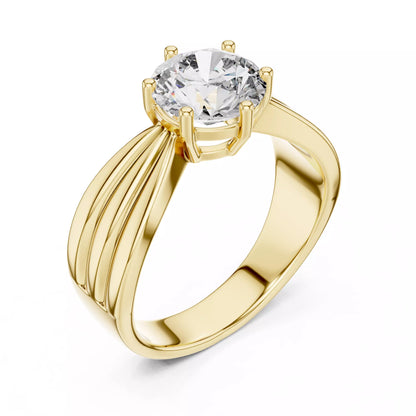1.25ct Round Cut Solitaire Diamond Engagement Ring in Yellow Gold - angle view