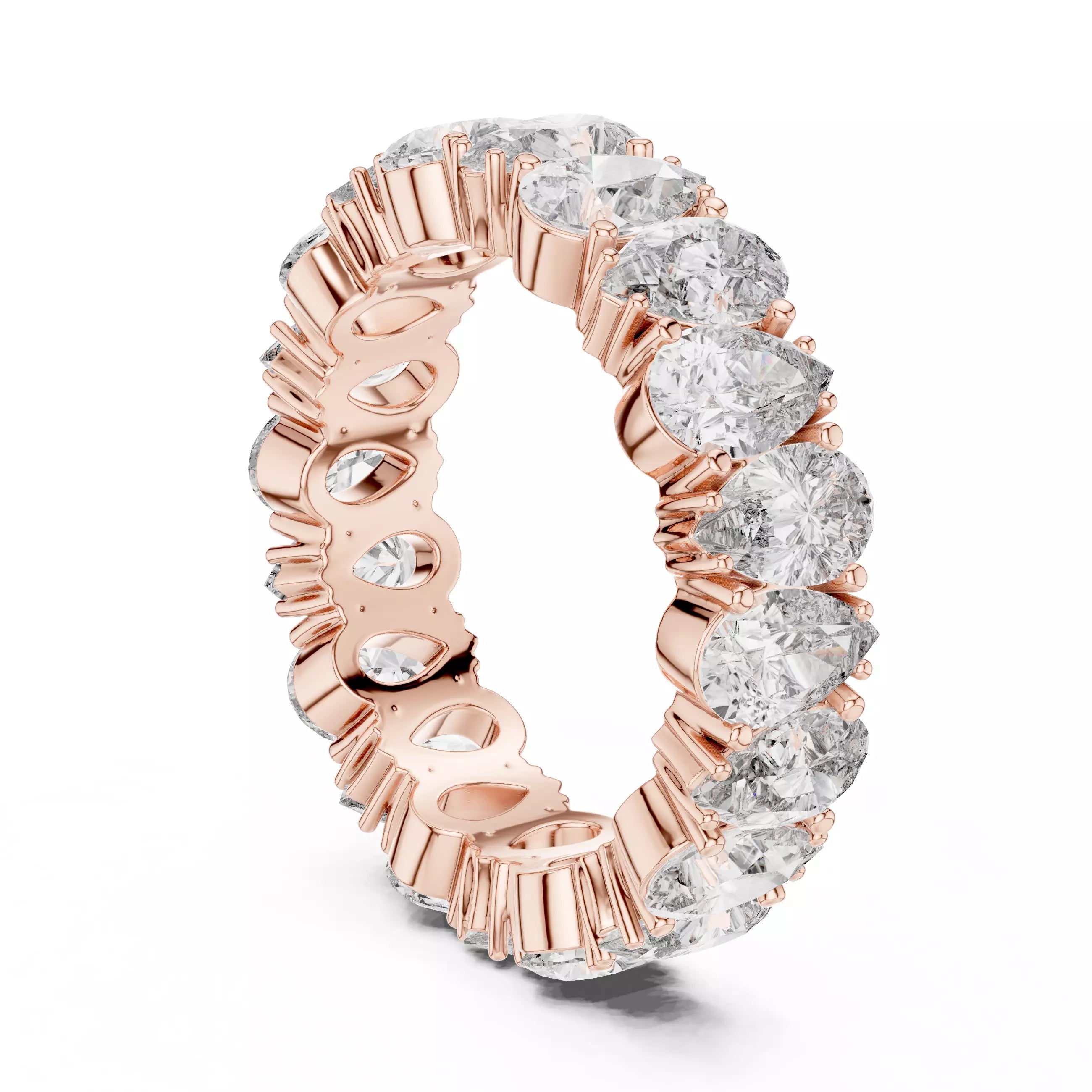 Solitaire Band Ring in Rose Gold - side view