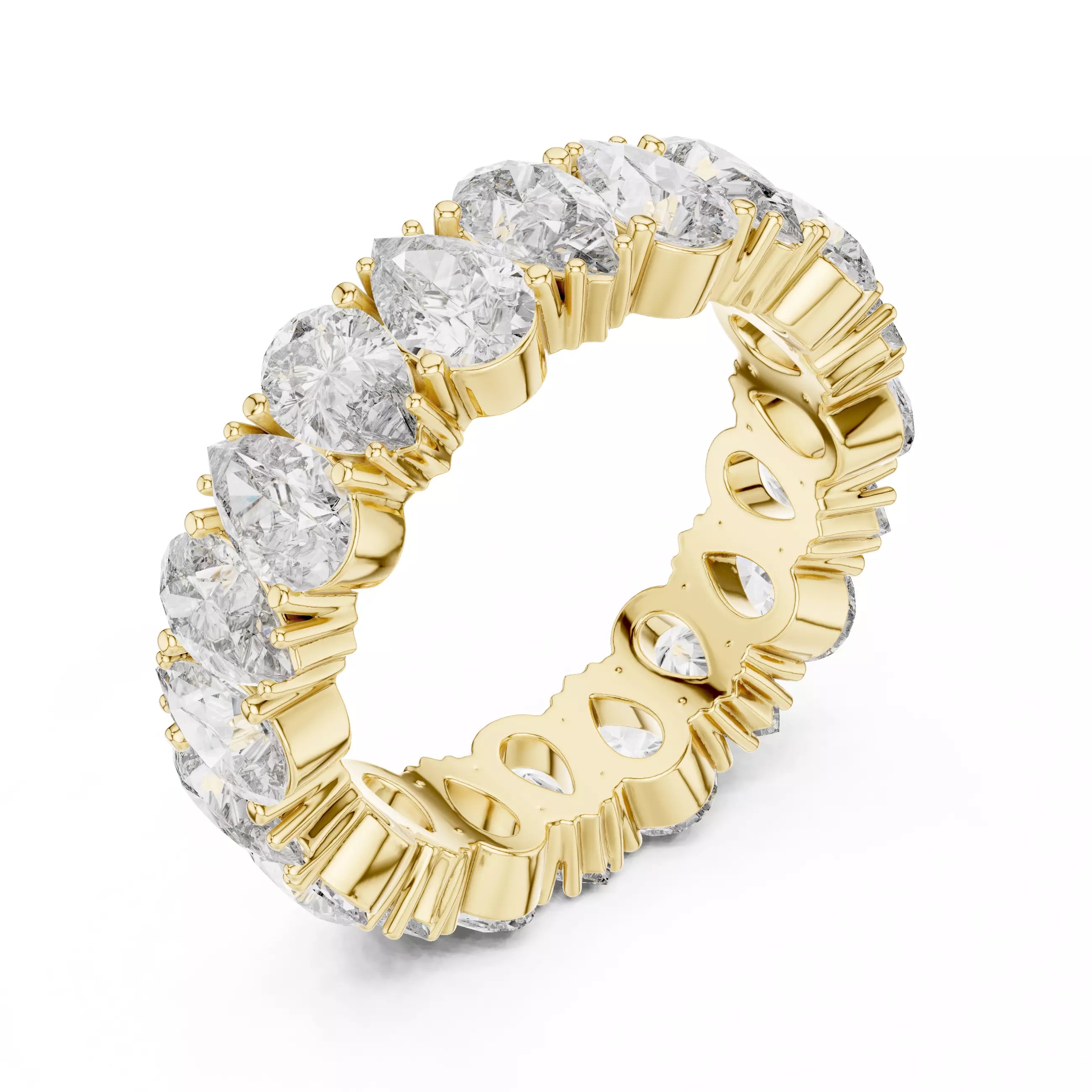 Solitaire Band Ring in Yellow Gold - detail view