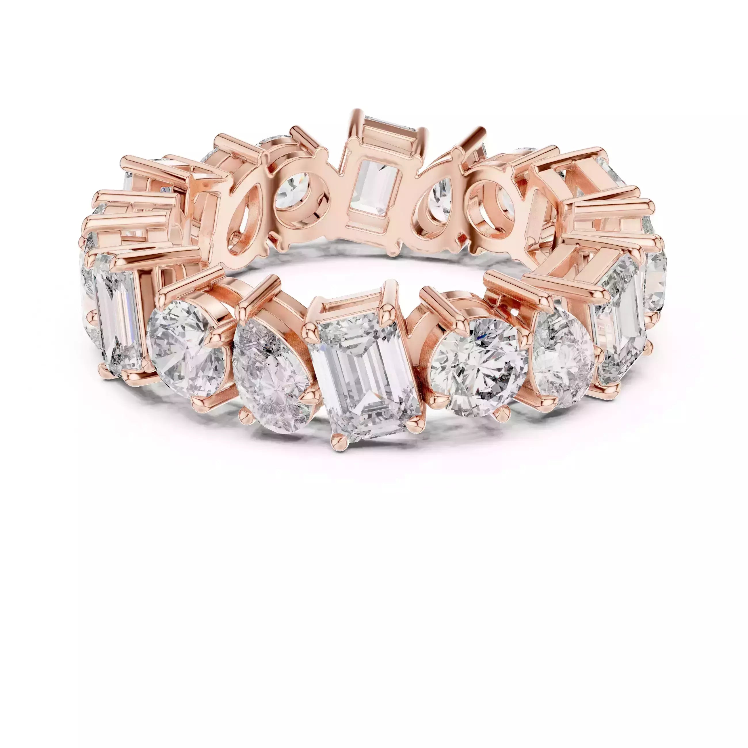 Solitaire Band Ring in Rose Gold - front view