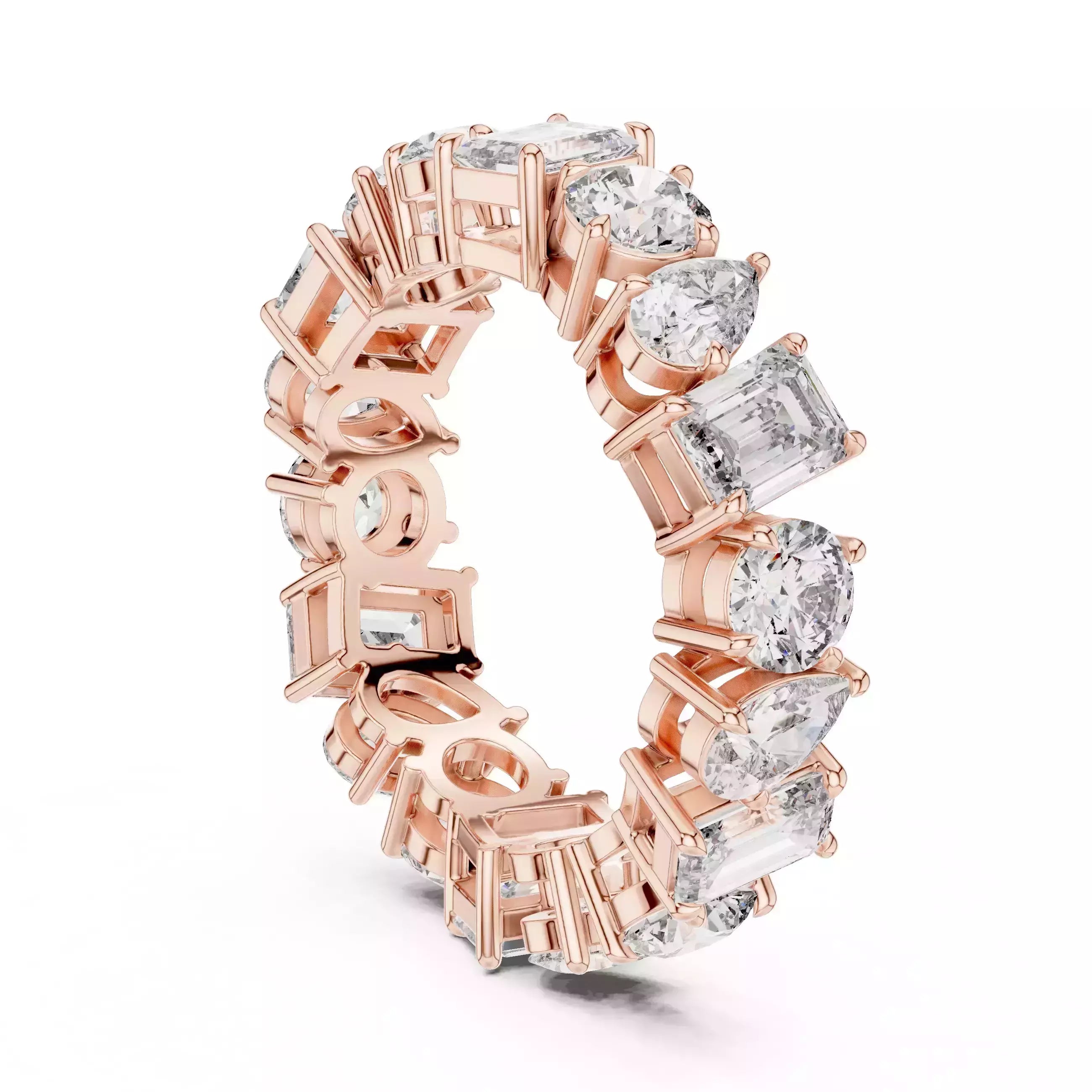 Solitaire Band Ring in Rose Gold - side view