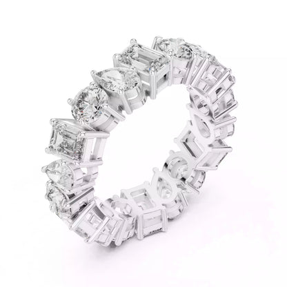 Solitaire Band Ring in White Gold - side view