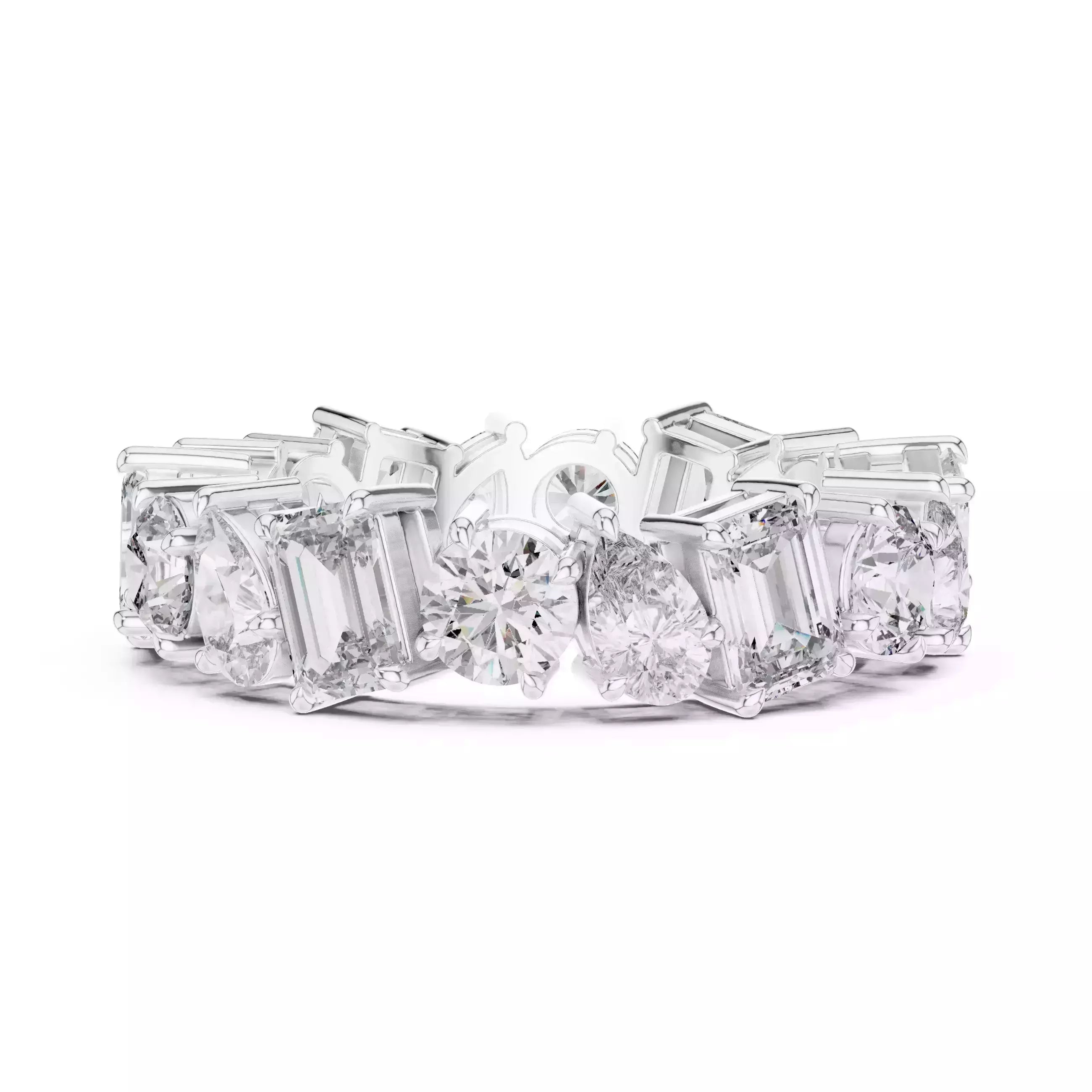 Solitaire Band Ring in White Gold - angle view