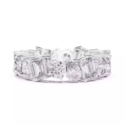 Solitaire Band Ring in White Gold - angle view