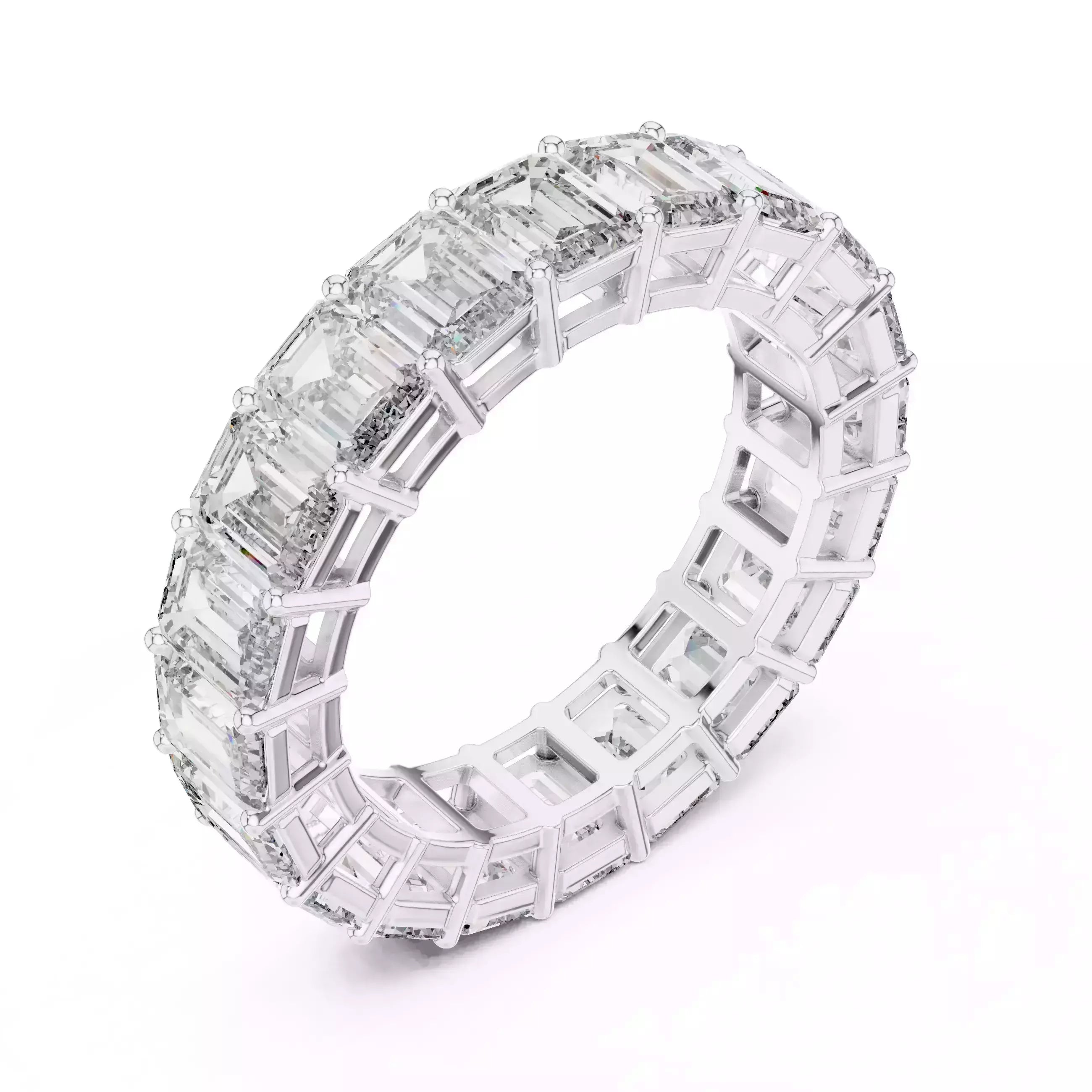 Solitaire Band Ring in White Gold - side view