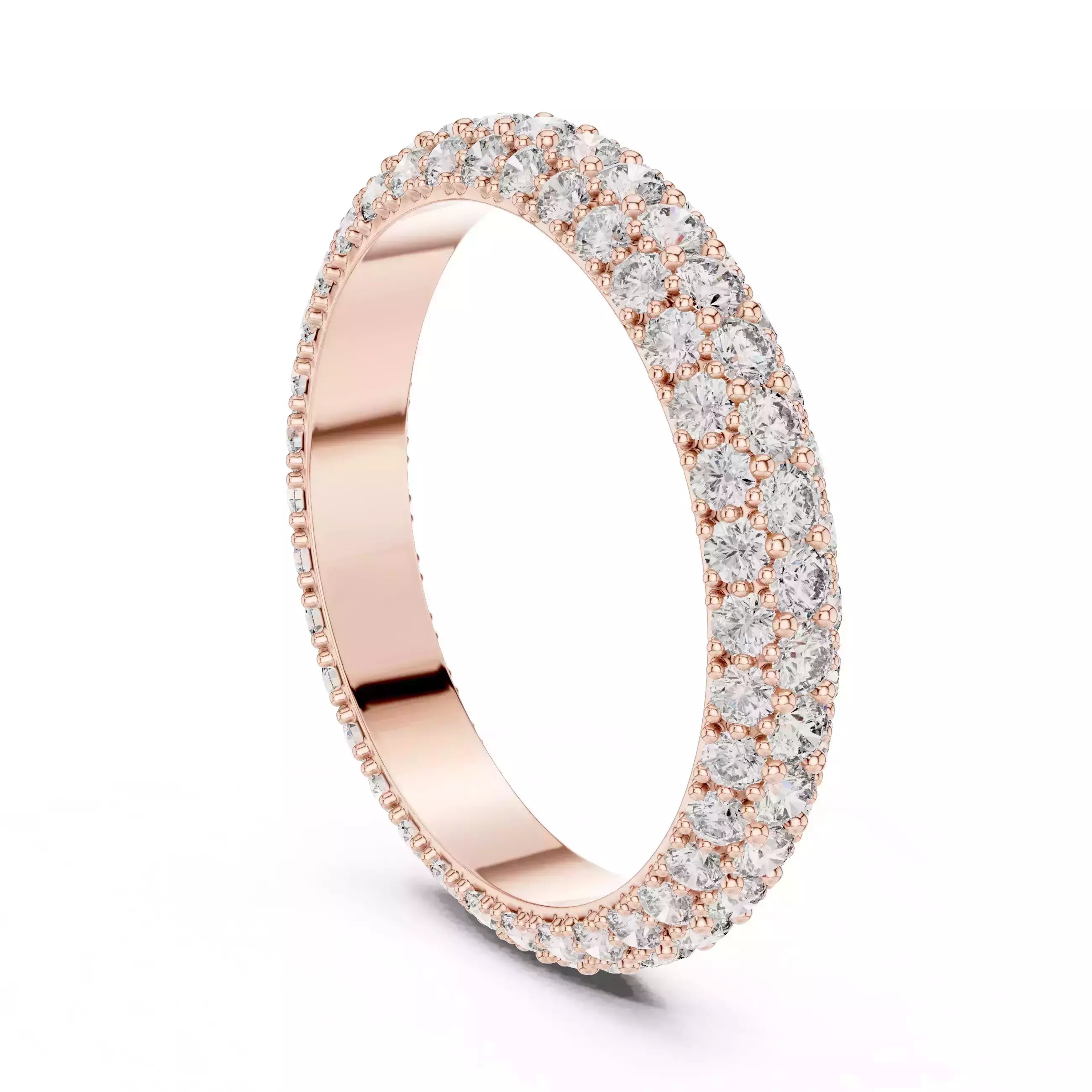 Solitaire Band Ring in Rose Gold - side view