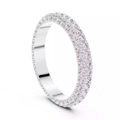 Solitaire Band Ring in White Gold - front view