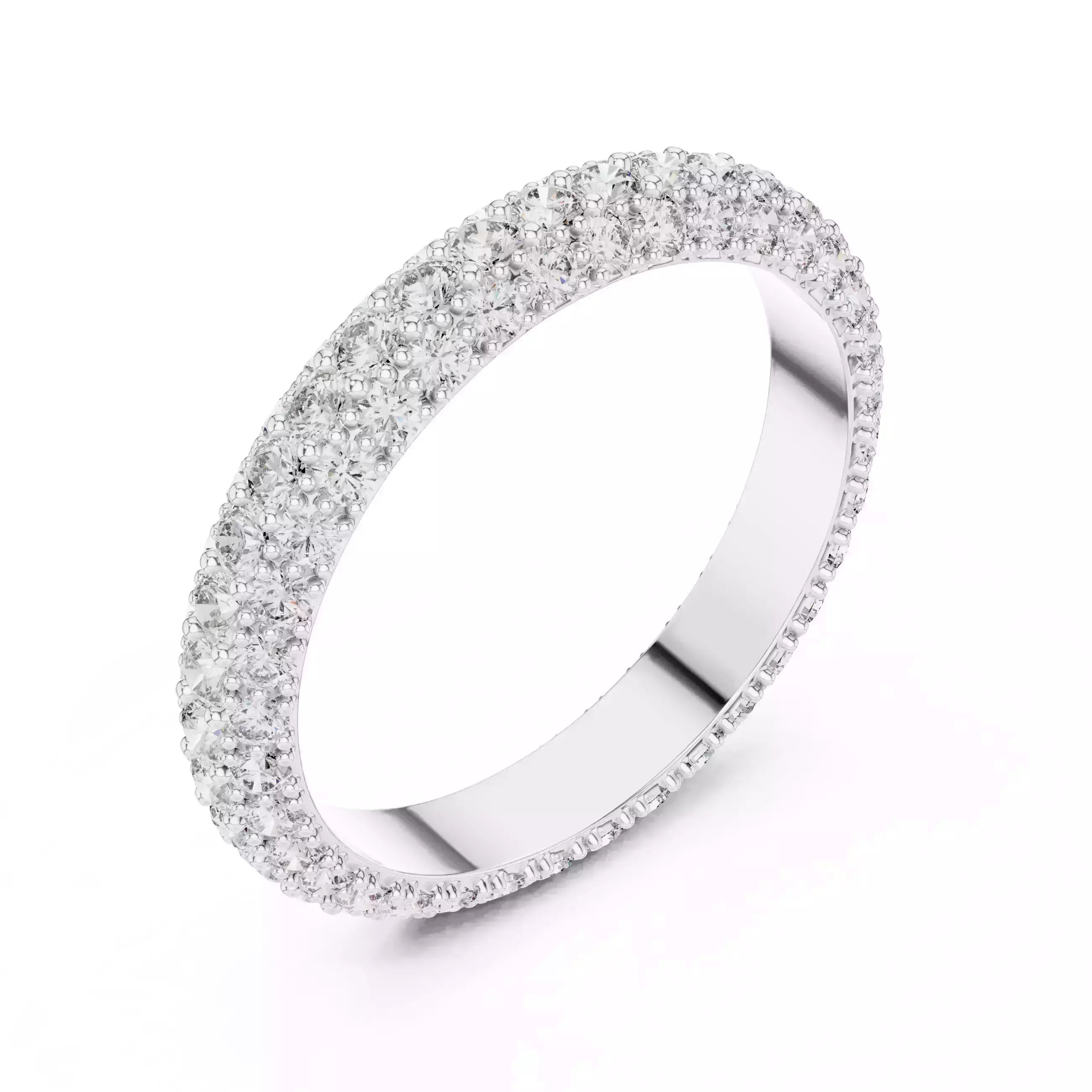Solitaire Band Ring in White Gold - side view