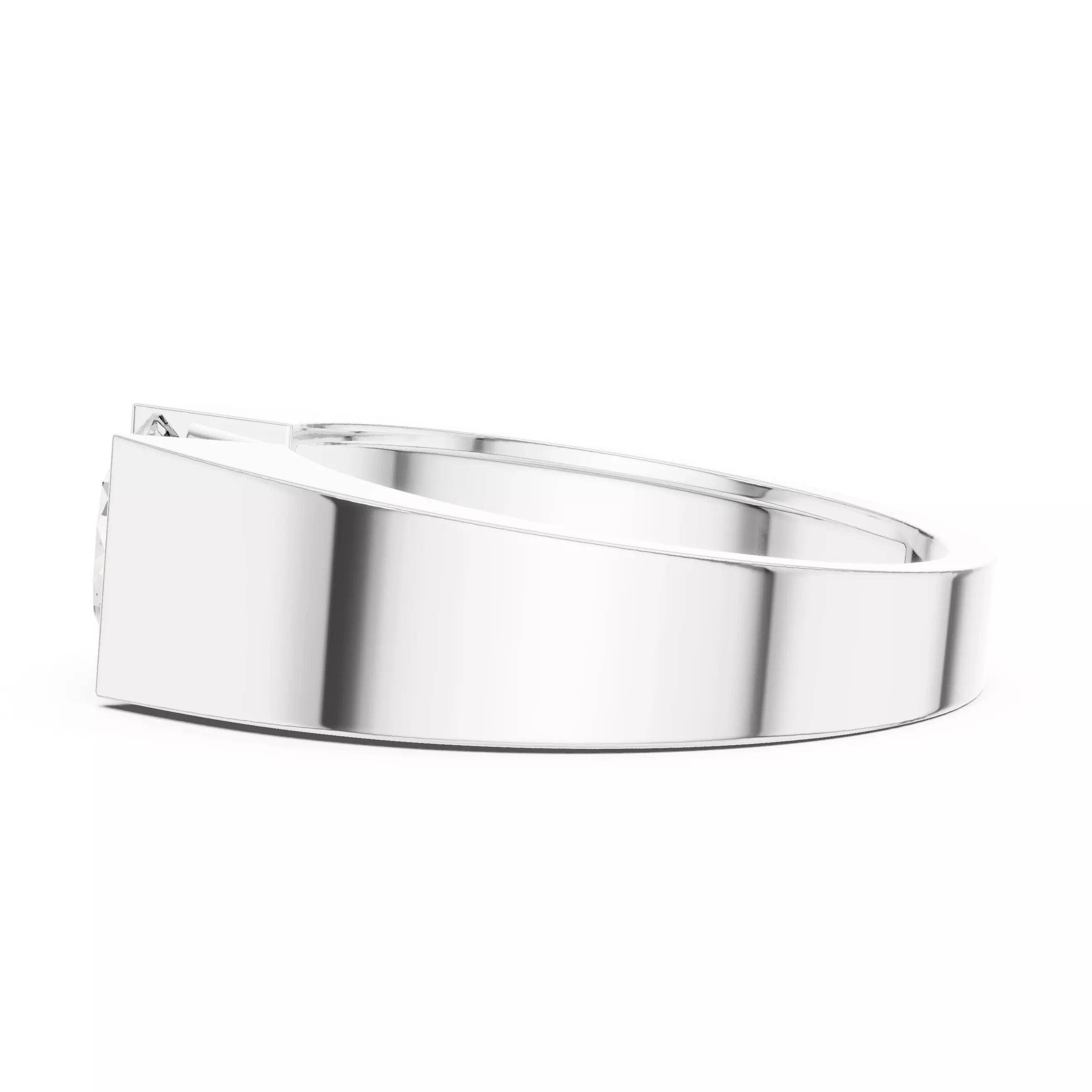 Solitaire Round Cut Tension Set Engagement Ring in White Gold - detail view