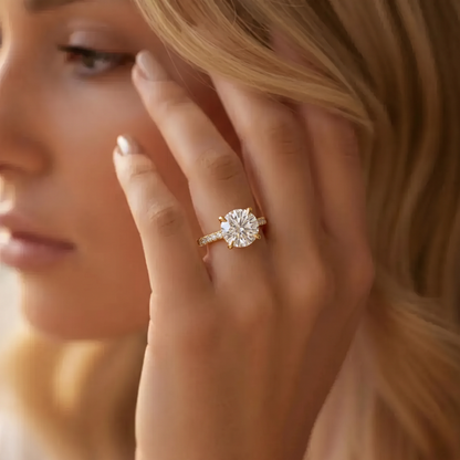 4ct Round Cut Double Hidden Halo Engagement Ring